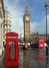 this image is a shoot of a phone box and Big Ben, so british